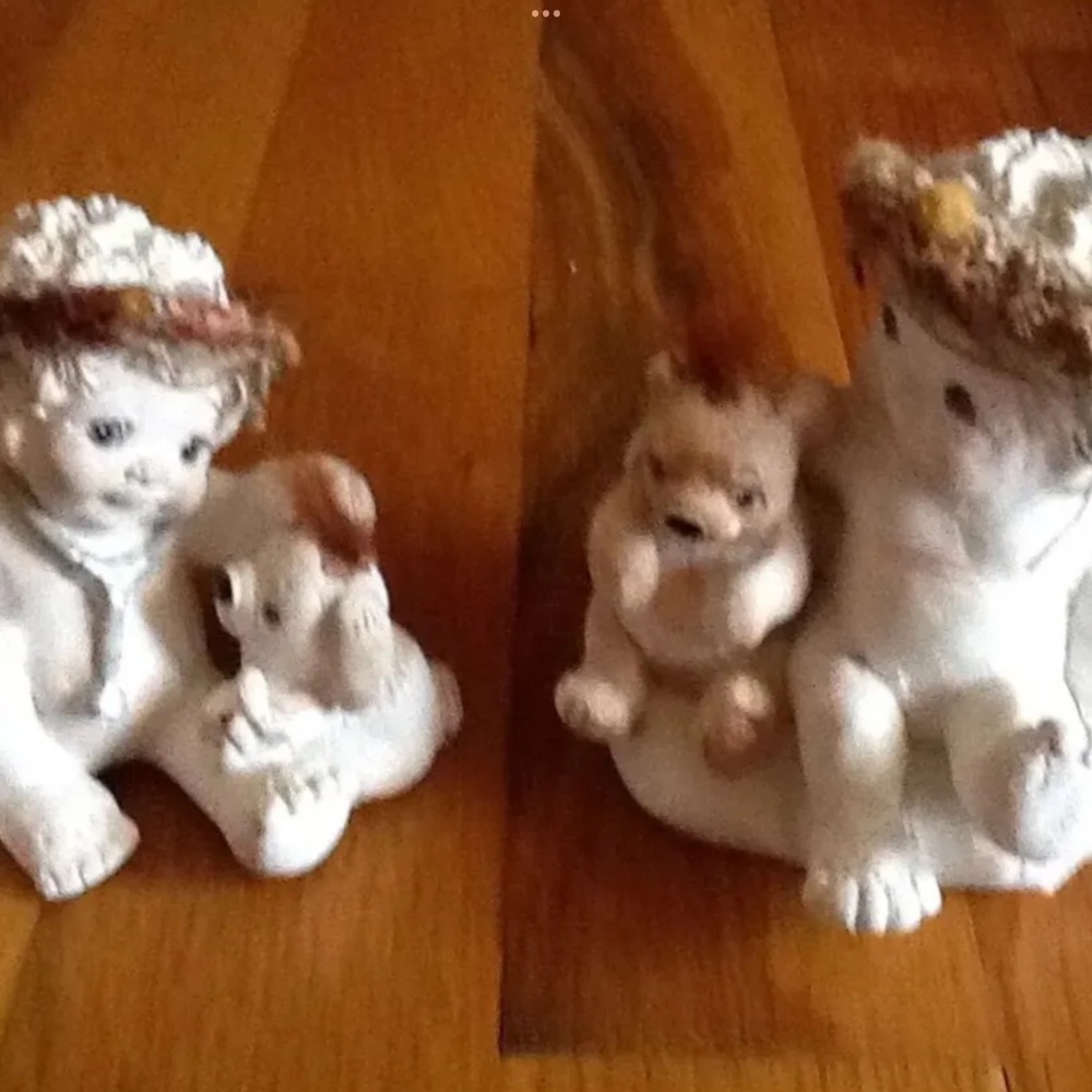 Vintage Dreamsicle Angel Cherub Lot Of 2 Animal SHARE THE FUN and DOG DOCTOR VET